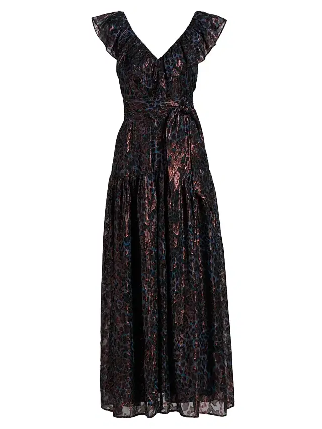 Marie Oliver Women's Francine Metallic Silk Maxi Dress - Riverbend