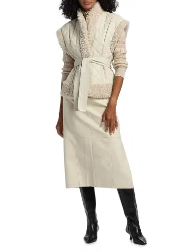 Marie Oliver Women's Beatrice Quilted Tie-Waist Vest - Polar | Thumbnail 2 Marie Oliver Women's Beatrice Quilted Tie-Waist Vest - Polar | Thumbnail 2
