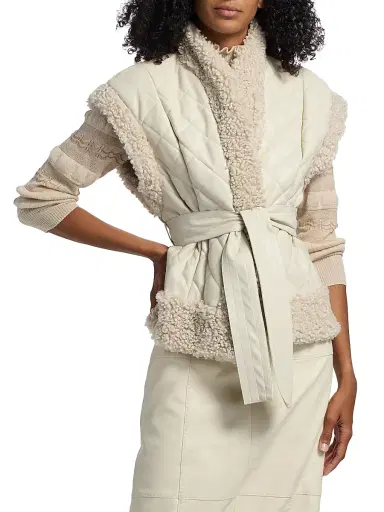 Marie Oliver Women's Beatrice Quilted Tie-Waist Vest - Polar | Thumbnail 3 Marie Oliver Women's Beatrice Quilted Tie-Waist Vest - Polar | Thumbnail 3