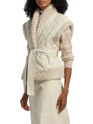 Marie Oliver Women's Beatrice Quilted Tie-Waist Vest - Polar | Thumbnail 4 Marie Oliver Women's Beatrice Quilted Tie-Waist Vest - Polar | Thumbnail 4