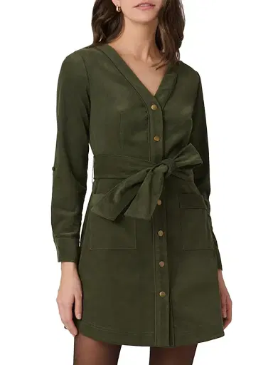 Shoshanna Women's Manon Cotton Corduroy Tie-Waist Shirtdress | Thumbnail 3