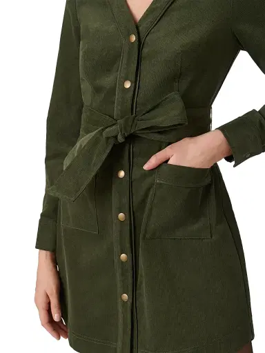 Shoshanna Women's Manon Cotton Corduroy Tie-Waist Shirtdress | Thumbnail 5