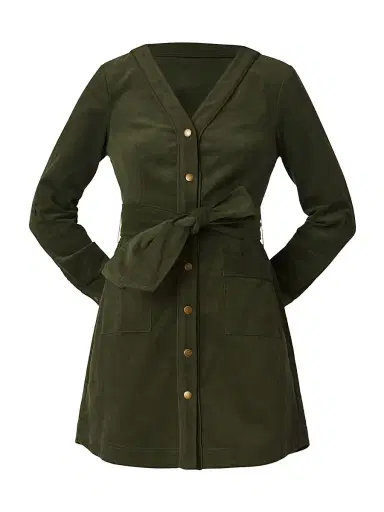 Shoshanna Women's Manon Cotton Corduroy Tie-Waist Shirtdress | Thumbnail 1