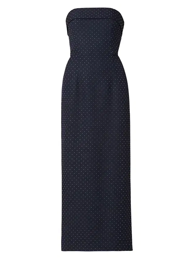 Shoshanna Women's Liza Crystal-Studded Twill Strapless Dress - Navy Silver