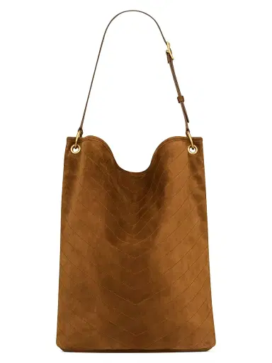 Saint Laurent Women's Niki Supple Bucket in Suede - Caramel Cognac | Thumbnail 4 Saint Laurent Women's Niki Supple Bucket in Suede - Caramel Cognac | Thumbnail 4