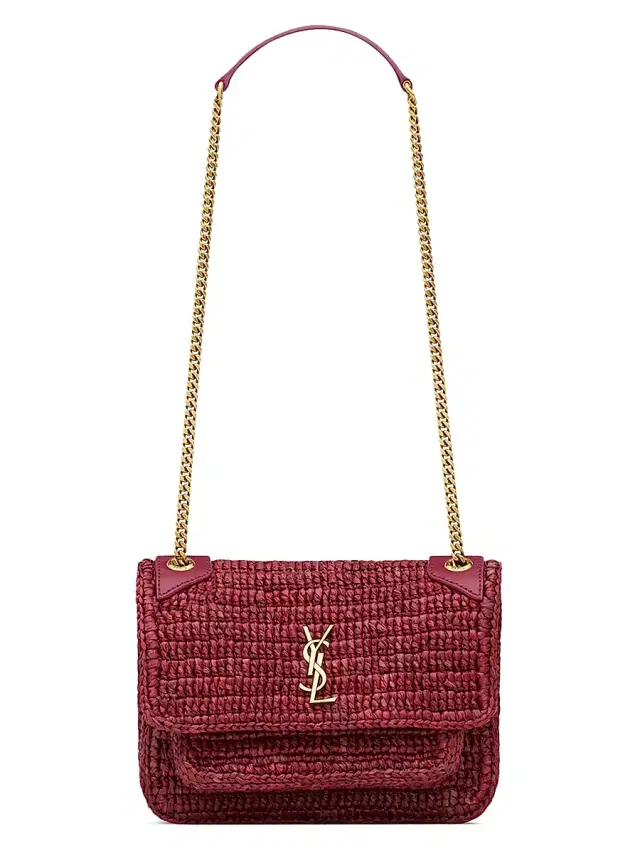 Women's Niki in Raffia Mini Shoulder Bag - Raspberry Pink