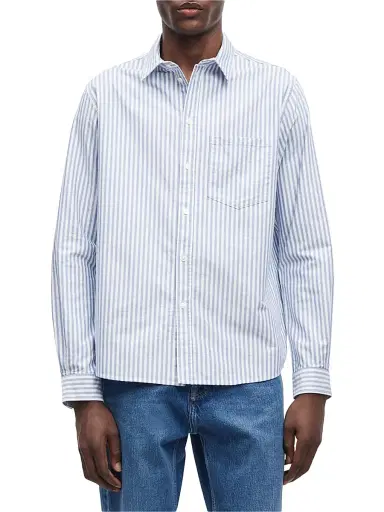 Samsoe Samsoe Men's Saryan Striped Cotton Button-Front Shirt - Oxford Wide Stripe | Thumbnail 3 Samsoe Samsoe Men's Saryan Striped Cotton Button-Front Shirt - Oxford Wide Stripe | Thumbnail 3