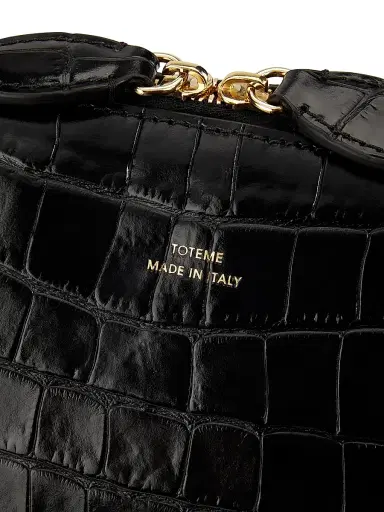 TOTEME Women's Medium Croco-Embossed Day Tote - Black | Thumbnail 6