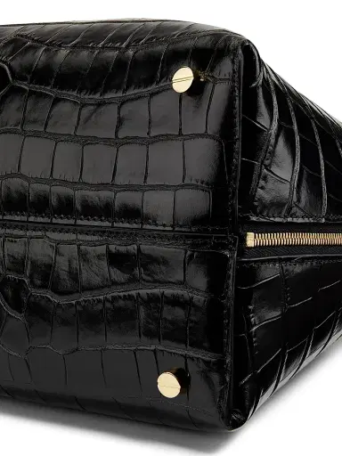 TOTEME Women's Medium Croco-Embossed Day Tote - Black | Thumbnail 7