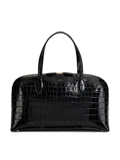 TOTEME Women's Medium Croco-Embossed Day Tote - Black | Thumbnail 1