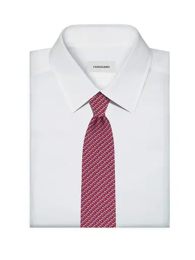 Ferragamo Men's Aris Elephant-Print Silk Tie | Thumbnail 2
