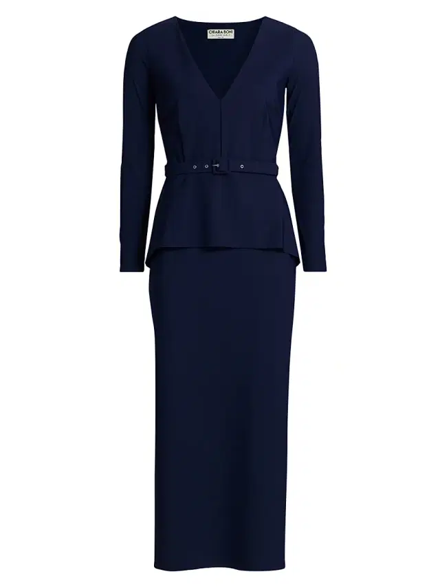 Chiara Boni La Petite Robe Women's Siaka Jersey Belted Midi-Dress - Blue Notte