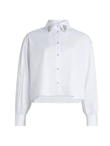 Chiara Boni La Petite Robe Women's Crystal-Embellished Cotton-Blend Shirt | Thumbnail 1 Chiara Boni La Petite Robe Women's Crystal-Embellished Cotton-Blend Shirt | Thumbnail 1
