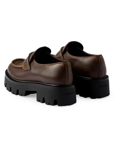 Prada Women's Leather Loafers - Brown | Thumbnail 3