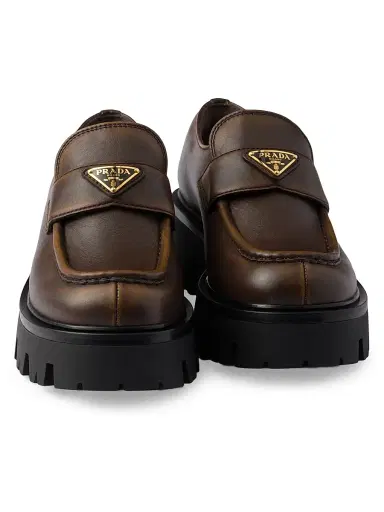 Prada Women's Leather Loafers - Brown | Thumbnail 4