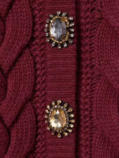 La DoubleJ Women's Portrait Cardigan - Solid Burgundy - Size XS | Thumbnail 4 La DoubleJ Women's Portrait Cardigan - Solid Burgundy - Size XS | Thumbnail 4