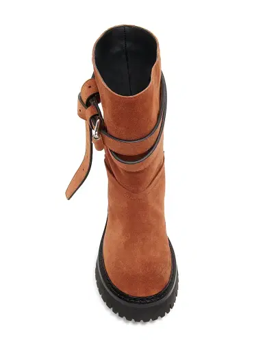 MOSCHINO Women's Tie Me 40MM Suede Ankle Boots - Rust - Size 8 | Thumbnail 4