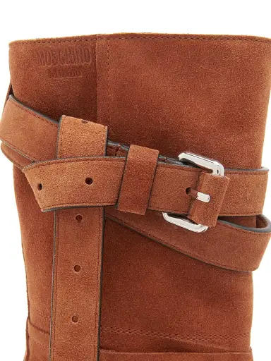 MOSCHINO Women's Tie Me 40MM Suede Ankle Boots - Rust - Size 8 | Thumbnail 6