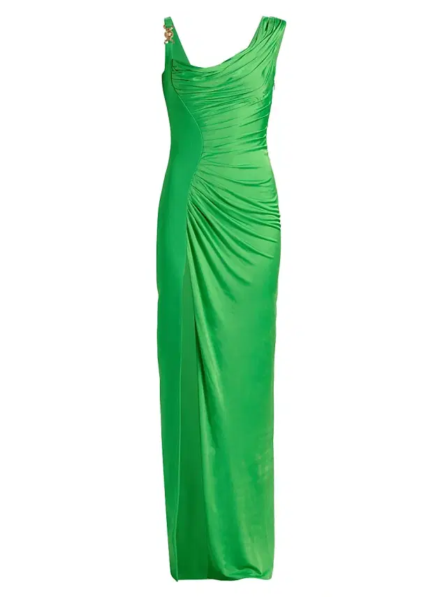 Versace Women's Draped Medusa Head Body-Con Gown - Bright Green