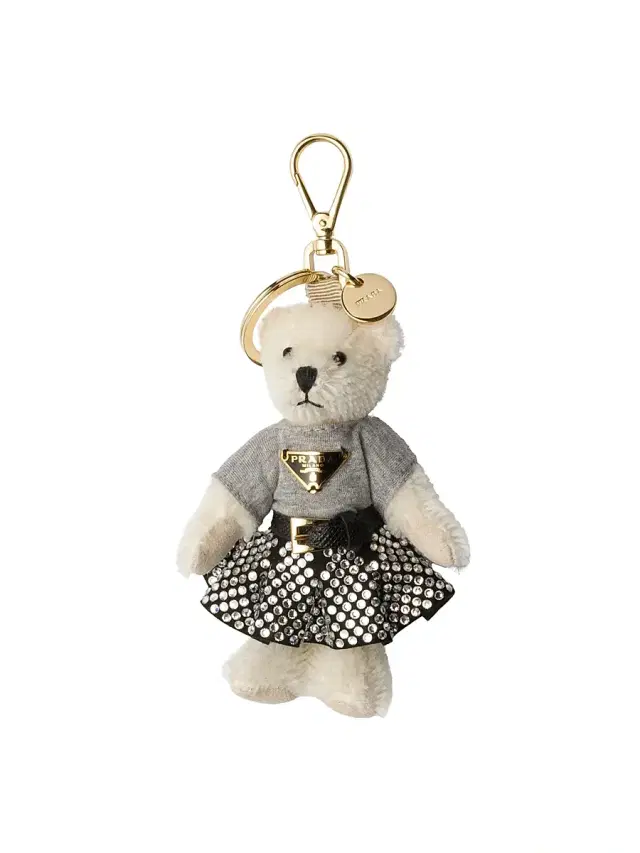 Prada Teddy Bag Charm with Metal Ring - White