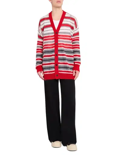 Marni Men's Striped Mohair-Nylon-Wool Cardigan - Neutral Grey - Size 42 | Thumbnail 2 Marni Men's Striped Mohair-Nylon-Wool Cardigan - Neutral Grey - Size 42 | Thumbnail 2