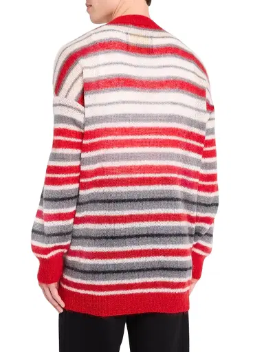 Marni Men's Striped Mohair-Nylon-Wool Cardigan - Neutral Grey - Size 42 | Thumbnail 4 Marni Men's Striped Mohair-Nylon-Wool Cardigan - Neutral Grey - Size 42 | Thumbnail 4