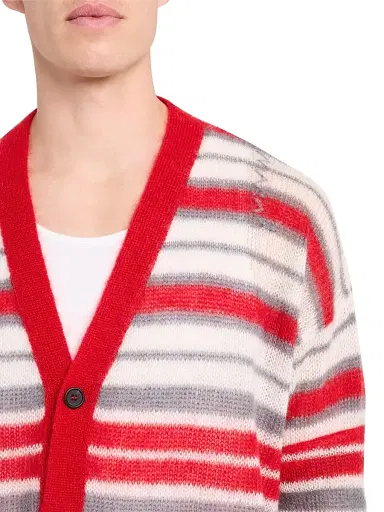 Marni Men's Striped Mohair-Nylon-Wool Cardigan - Neutral Grey - Size 42 | Thumbnail 5 Marni Men's Striped Mohair-Nylon-Wool Cardigan - Neutral Grey - Size 42 | Thumbnail 5