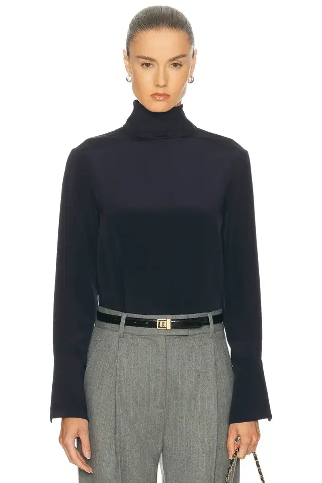RENGGLI Silk Turtleneck Top