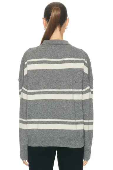 RENGGLI Cashmere Striped Polo Top | Thumbnail 3