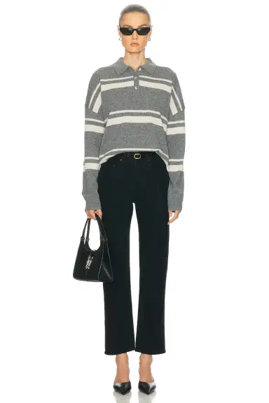 RENGGLI Cashmere Striped Polo Top | Thumbnail 4