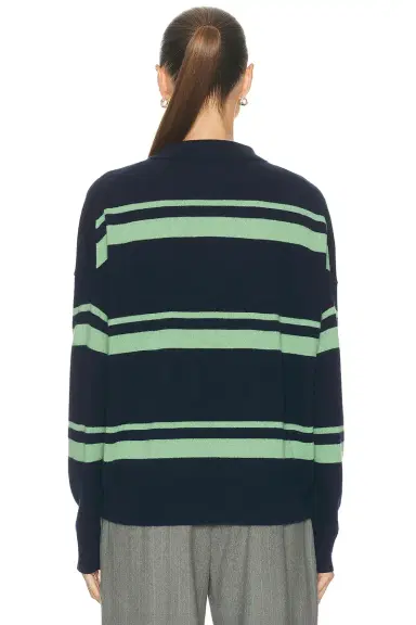 RENGGLI Cashmere Striped Polo Top | Thumbnail 3