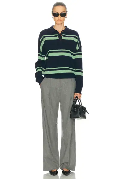 RENGGLI Cashmere Striped Polo Top | Thumbnail 4