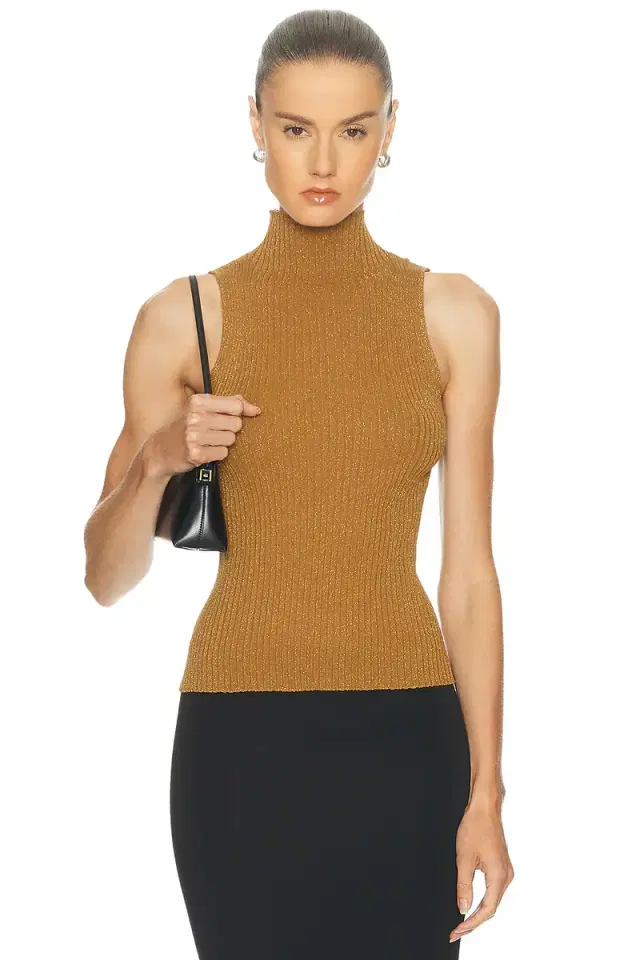 LESET Blake Rib Sleeveless Turtleneck Sweater