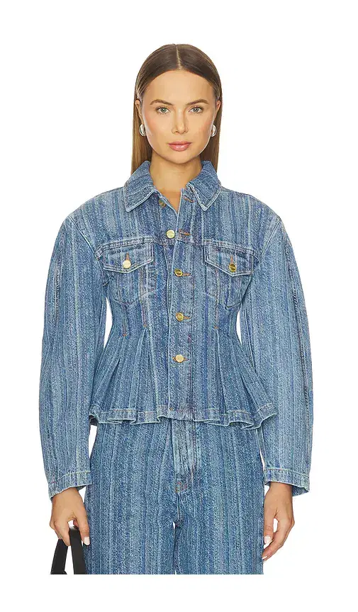 Ganni Structured Denim Fitted Jacket