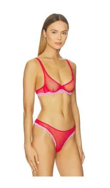 Free People x Intimately Midweek Underwire Bra In Pink & Red Combo | Thumbnail 2