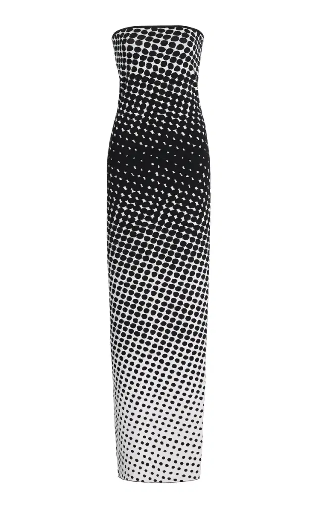 Christopher John Rogers Wiggle-Dot Knit Maxi Column Dress