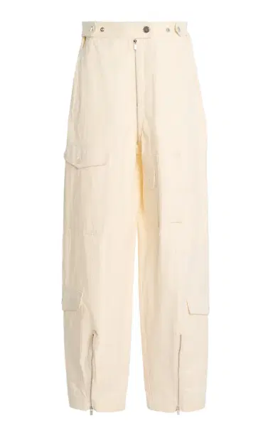 Christopher John Rogers Cotton Cargo Pants - Off-White | Thumbnail 1