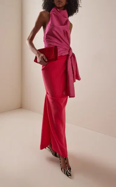 Christopher John Rogers Draped Crepe Maxi Skirt | Thumbnail 8