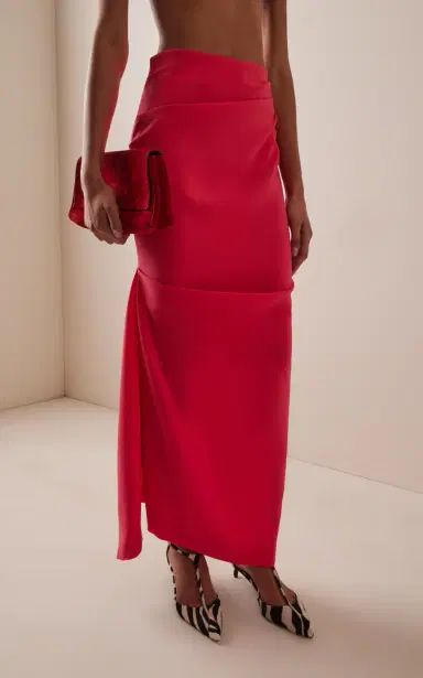 Christopher John Rogers Draped Crepe Maxi Skirt | Thumbnail 9