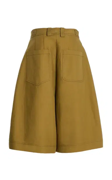 Christopher John Rogers Cotton Culotte Shorts - Olive | Thumbnail 3