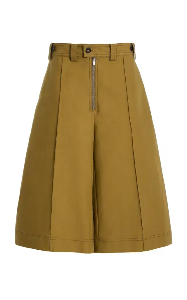 Cotton Culotte Shorts - Olive