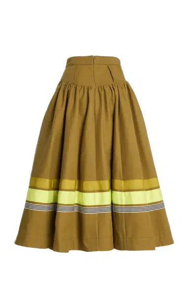 Christopher John Rogers Embroidered Cotton Midi Skirt | Thumbnail 3