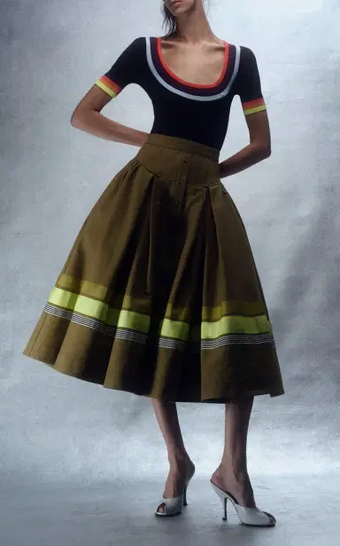 Christopher John Rogers Embroidered Cotton Midi Skirt | Thumbnail 5