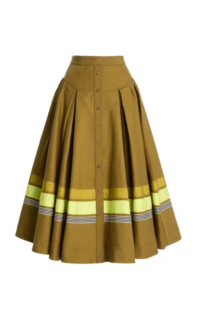 Christopher John Rogers Embroidered Cotton Midi Skirt | Thumbnail 1
