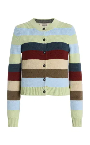 Christopher John Rogers Striped Cotton Cardigan | Thumbnail 8