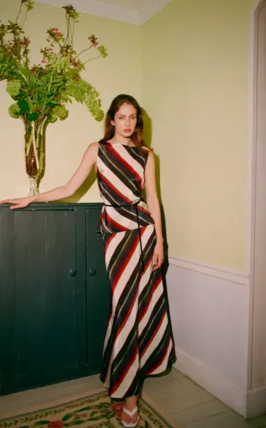 Christopher John Rogers Morris Striped Midi Skirt | Thumbnail 6