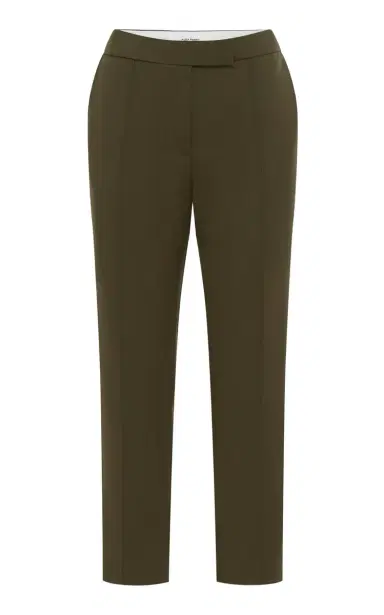 Alex Perry Cropped Virgin-Wool Straight-Leg Pants - Olive | Thumbnail 1