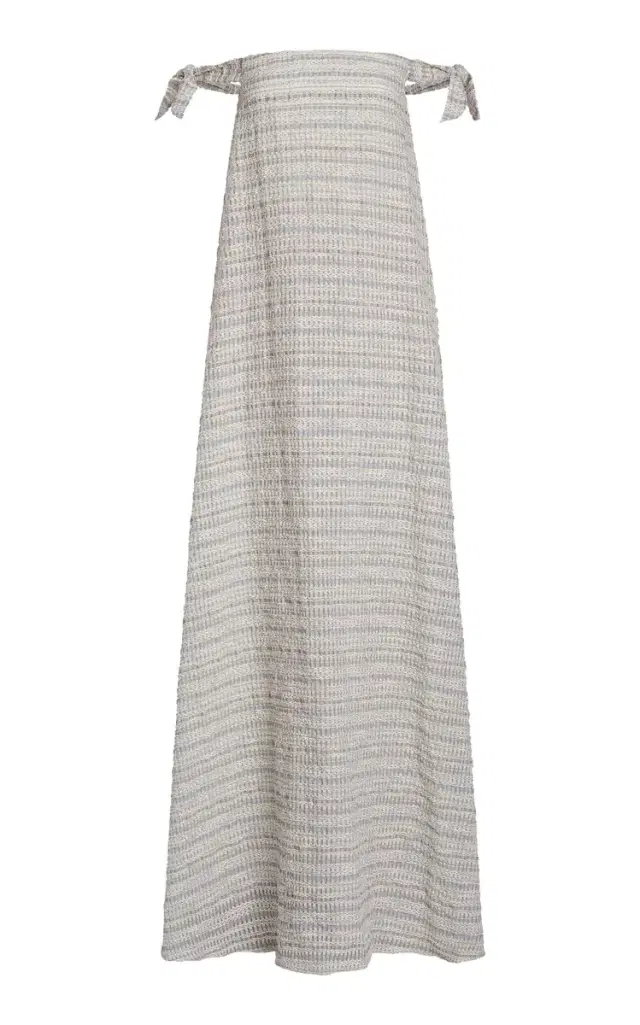 Narcissus Off-The-Shoulder Striped-Organza Gown