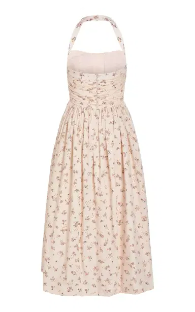 Markarian Leia Ruched Cotton Eyelet Midi Halter Dress | Thumbnail 3