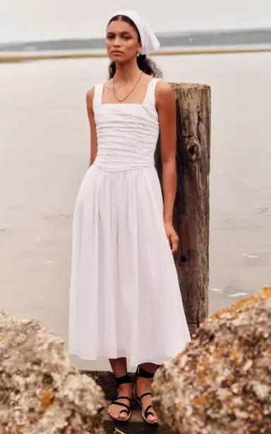 Markarian Maeve Ruched Cotton Eyelet Midi Dress | Thumbnail 2